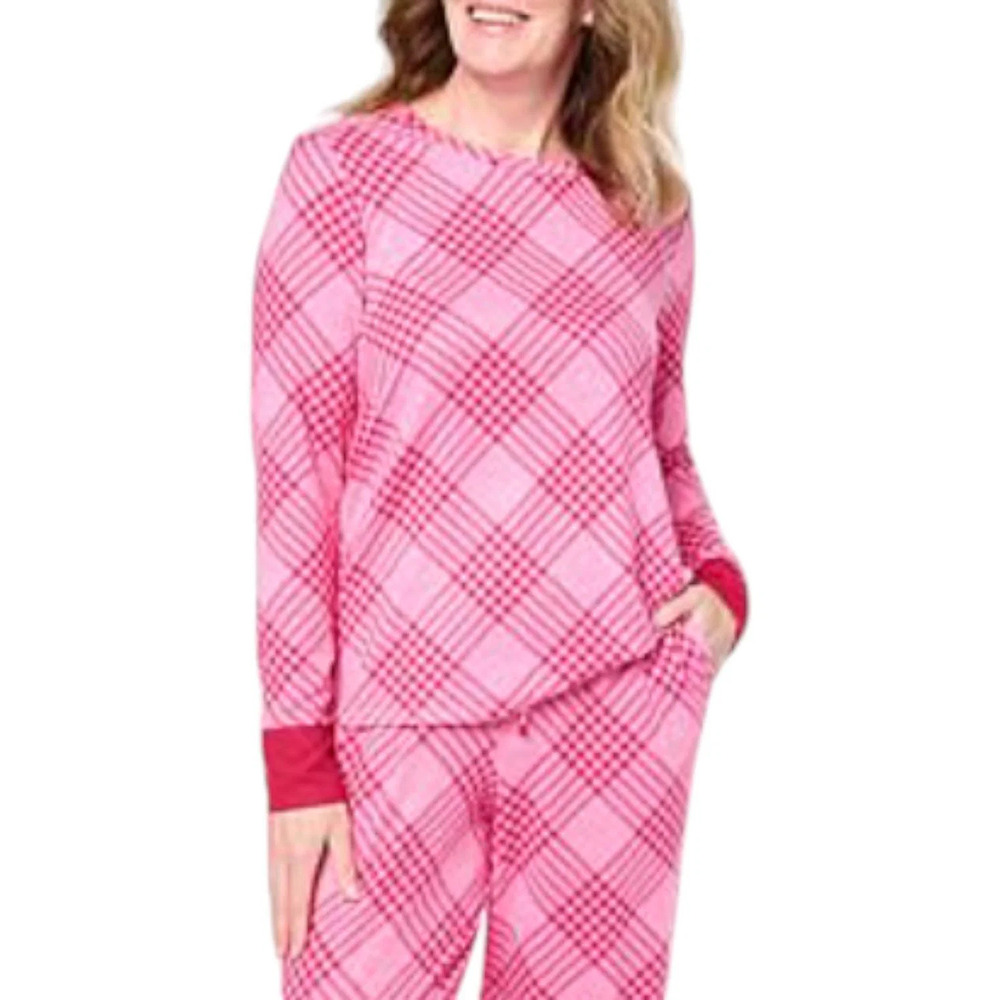 Comfort Code Women's Brushed Ultra Top Pink Houndstooth - Regular